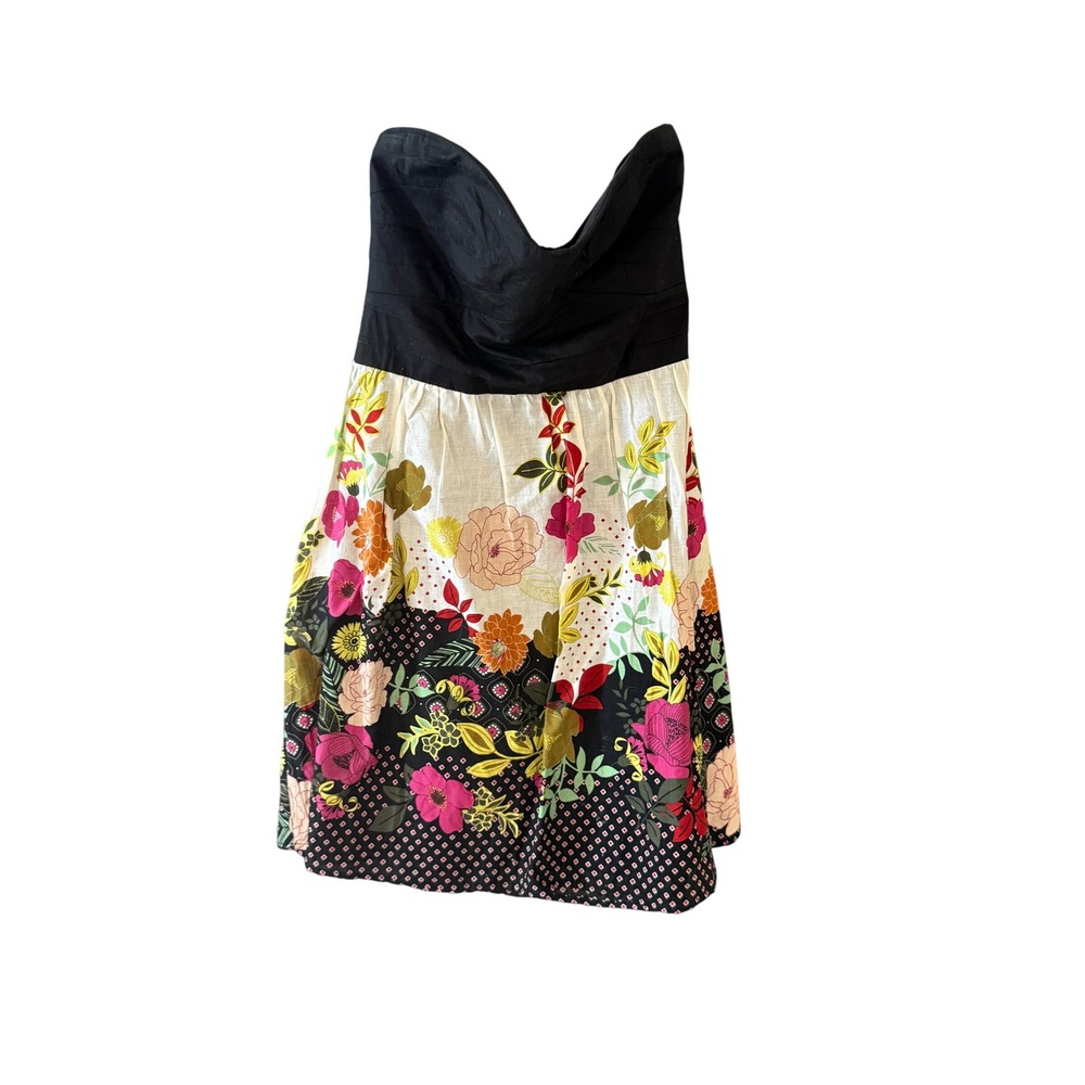 Trixxi Y2k Scene Emo Womens Strapless Floral Fit and Flare Dress Black Size 9‎